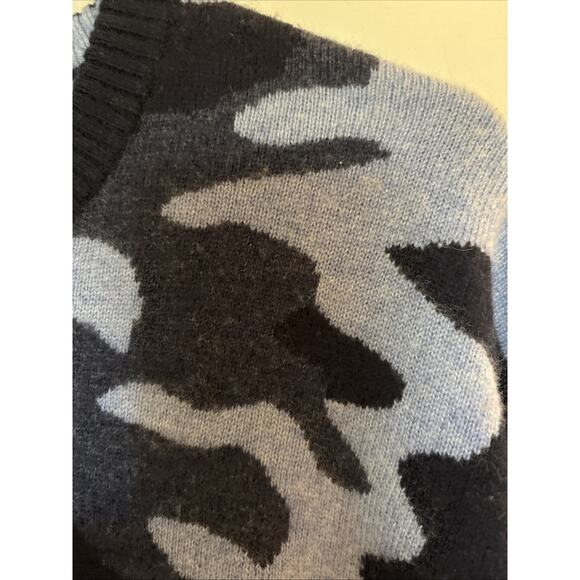 Greyson Mens Cashmere Long Sleeve Camouflage Print Sweater Blue Size L - Picture 3 of 8